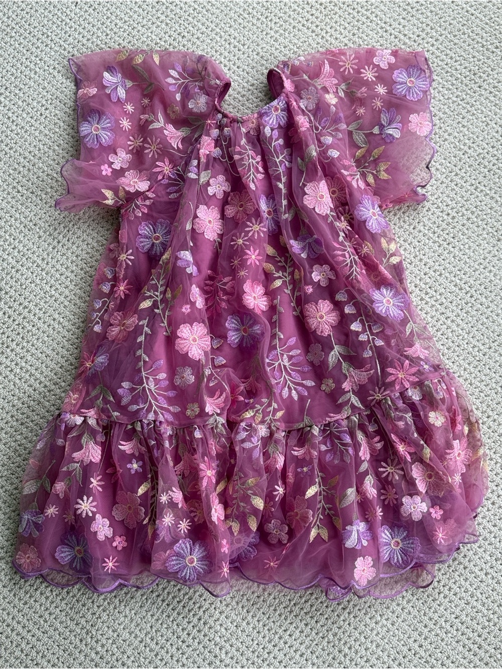 next Purple & Pink Floral Embroidered Tulle Girls' Dress